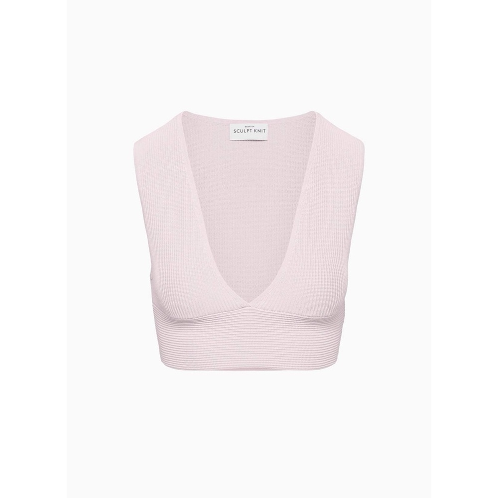 Babaton deep v sculpt crop tank 2xs halo pink?